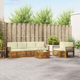  Set vanjskih sofa 7 kom. Prirodna i krem Čvrsto drvo akacije | shoptok.hr
