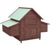 vidaXL Kokošinjac boja kave i bijela 152x96x110 cm od masivne jelovine Cijene