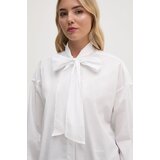 PepeJeans pamučna košulja karyma za žene, boja: bijela, relaxed, s izrezom na vezanje, PL304954 | ePonuda.com