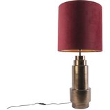 QAZQA Art deco namizna svetilka bronasti žametni odtenek rdeča z zlatom 50cm - Bruut | Shoptok.si