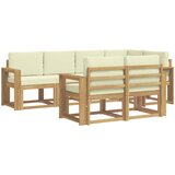  Set vanjskih sofa 7 kom. Bijela i krem Poliester Smeđa 251 x 132,5 x 73 cm | Shoptok.si
