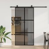 vidaXL Drsna vrata z opremo črna 102,5x205 cm kaljeno steklo | Shoptok.si