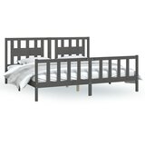 The Living Store Posteljni okvir z vzglavjem siv trdna borovina 200x200 cm - Posteljni Okvir, (21530706) | Shoptok.si
