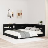 vidaXL Skladiščni naslon s polico z vzglavjem Črni hrast 180 cm Konstruiran les | Shoptok.si