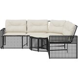  Vrtna sofa L-oblika s jastucima i tabureom crna od poliratana | shoptok.hr