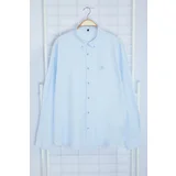 Trendyol Blue Regular Fit Smart Oxford Cotton Plus Size Shirt with Embroidery Detail