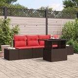  Set sofe s jastukom 5 pcs Smeđa i crvena poliratan | shoptok.hr