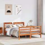 vidaXL Posteljni okvir brez vzmetnice voščeno rjav 140x190 cm borovina Cene
