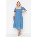 Trendyol ženska haljina Curve Blue Slit Woven Cene'.'
