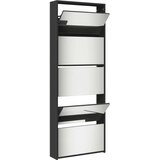vidaXL ormarić za cipele s ogledalom 5 razina crni 63 x 17 x 169 5 cm | shoptok.hr