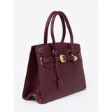 Shelvt Burgundy handbag with a decorative buckle in gold | ePonuda.com