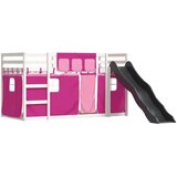  Krevet na kat s toboganom i zavjesama ružičasti 90 x 190 cm | shoptok.hr