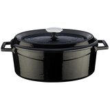 Lava Črn ovalni lonec iz litega železa s pokrovom 29 cm | Shoptok.si