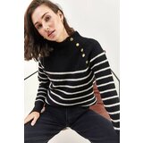 Bianco Lucci Women's Half Turtleneck Shoulder Button Detailed Knitwear Sweater Cene