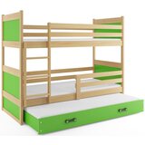 Rico drveni dječji krevet na kat s tri kreveta - bukva - zeleni - 200*90 | shoptok.hr