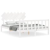 The Living Store Posteljni okvir z vzglavjem bel 140x190 cm trden les - Posteljni Okvir, (21529676) | Shoptok.si