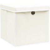  Kutije za pohranu s poklopcima 4 kom bijele 32x32x32 cm tkanina | Eponuda.com