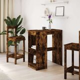 vidaXL Barska miza s policami dimljen hrast 90x47,5x103,5 cm inž. les | Shoptok.si