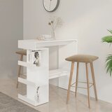  Barski stol sa stalkom za pohranu bijeli 100x50x101,5 cm drveni | shoptok.hr