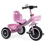 tricikl sa neklizajućim rukohvatima, zvoncem i korpom, pink ( wql-1999 pink )