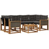 vidaXL Zunanja garnitura za sedenje z blazino 7 pcs Naravna in črna, (5000273579) | Shoptok.si