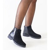 Gemre Black ankle boots with crocodile skin motif eco-suede Mifsada Cijene