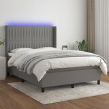  box spring s madracem LED tamnosivi 140x200 cm tkanina | shoptok.hr