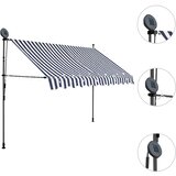 Tenda na ručno uvlačenje s LED svjetlima 250 cm plavo-bijela | shoptok.hr