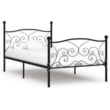  Okvir za krevet s podnicama crni metalni 100 x 200 cm | shoptok.hr