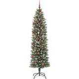  Umjetno vitko božićno drvce s stalakom Zelena i bijela 210 cm | shoptok.hr
