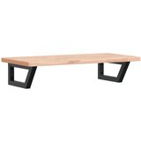  Zidna polica za umivaonik od čelika i masivne bukovine Smeđa 80 x 40 x 2.5 cm | Shoptok.si
