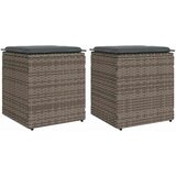 vidaXL Vrtni stolčki z blazinami 2 kosa Siva 40x40x43 cm poli ratan Cene
