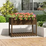 vidaXL Visoka greda s polico medeno rjava 111,5x54x81cm trdna borovina