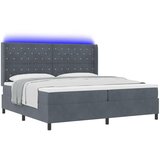 vidaXL Box Spring Krevet s Madracem & LED Tamno Siva 200x200 cm Baršun | shoptok.hr