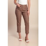 Fenzy Plus Size 7/8 Hlače S Karo Potiskom, Rjavo-Rdeče | Shoptok.si