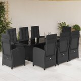  9-dijelni vrtni blagovaonski set s jastucima crni od poliratana | shoptok.hr
