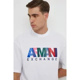 Armani_Exchange Bombažna kratka majica moški, bela barva