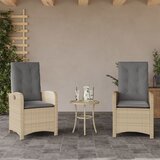 Maison Chic Nastavljivi vrtni stoli - Stol za vrt 2 kosa z blazinami bež poli ratan JS68, (21878493) | Shoptok.si