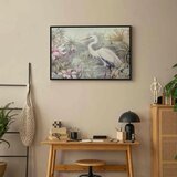  Slika - Heron wading in a pond - illustration in bright colours 120x80 U crnom drvenom okviru | shoptok.hr