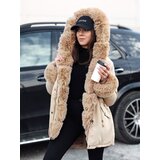 DStreet Kurtka damska CHARMFUR parka z futerkiem beżowa | Shoptok.si