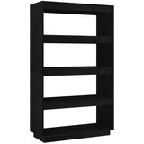Furnova Knjižna omara za razdelitev prostora črna 80x35x135 cm borovina, (21950659) | Shoptok.si