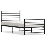 The Living Store Kovinski posteljni okvir z vzglavjem in vznožjem črn 90x190 cm - Posteljni Okvir, (21526425) | Shoptok.si