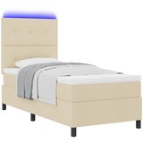 Krevet s opruga kutije s LED trakama Krema 90 x 190 cm tkanina | Eponuda.ba