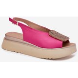 Zazoo 1786 Leather Women's Sandals On Platform With Decoration Fuchsia | ePonuda.com