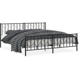  The Living Store Kovinski posteljni okvir z vzglavjem in vznožjem črn 193x203 cm - Posteljni Okvir, (21529863) | Shoptok.si