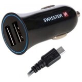 Swissten 20110908 2xUSB auto punjač sa USB-C kabelom, crni | shoptok.hr