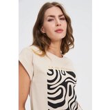Marisse Beige T-Shirt With Geometric Print | ePonuda.com