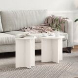 vidaXL Set kavno mizico 2 pcs Bela 41.5 x 41.5 x 41 cm Cene