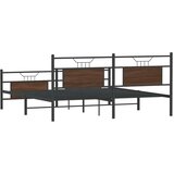 Metalni Kovinski posteljni okvir brez vzmetnice rjavi hrast 183x213 cm, (21829700) | Shoptok.si