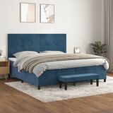  The Living Store Box spring postelja z vzmetnico temno modra 200x200 cm žamet - Box Spring Postelja, (21488427) Cene